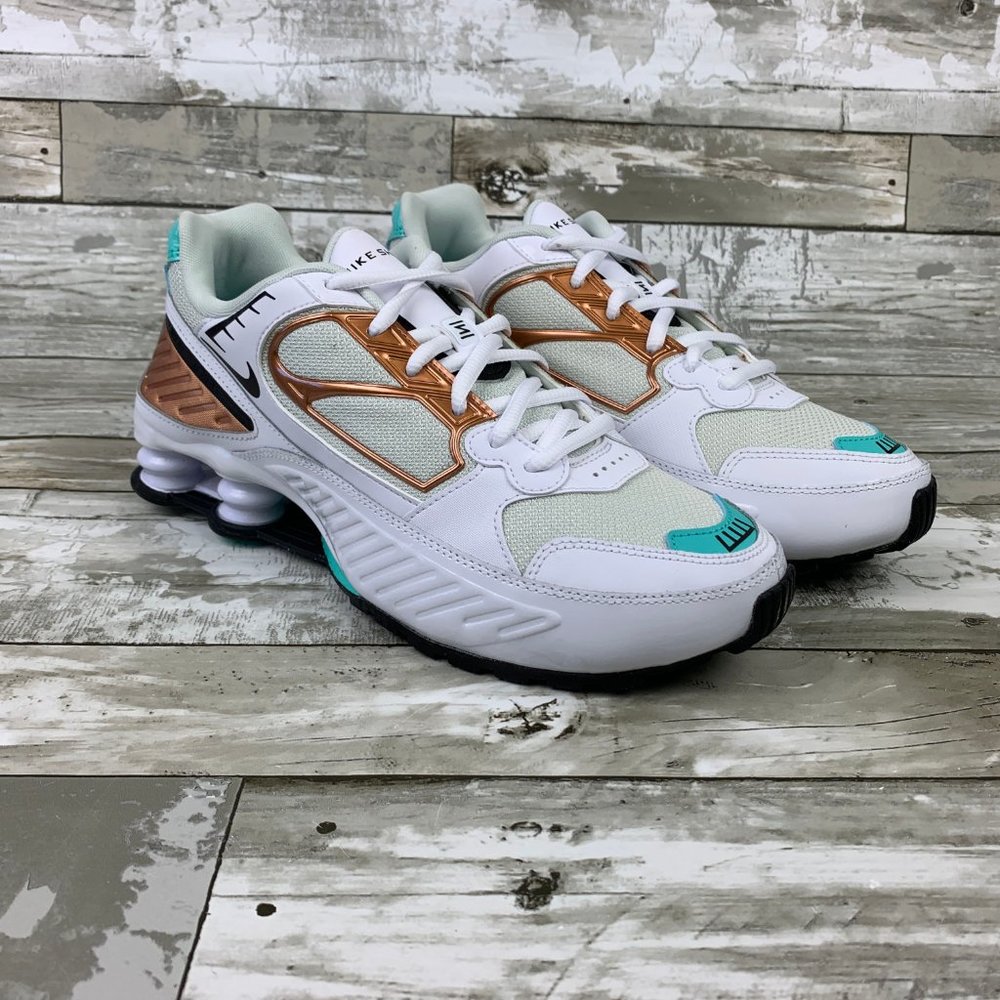 Nike Shox Enigma White Black Spruce Aura - Picture 7 of 8